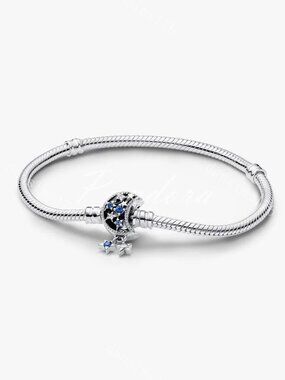 Pandora Moments Sparkling Moon Clasp Snake Chain Bracelet